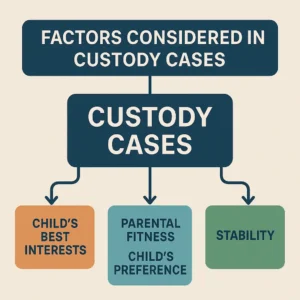 A flowchart or diagram showing the factors considered in custody cases can help explain the process visually.